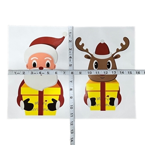 NWT Christmas Holiday Santa Reindeer Window Clings And Decorations - Picture 2 of 2